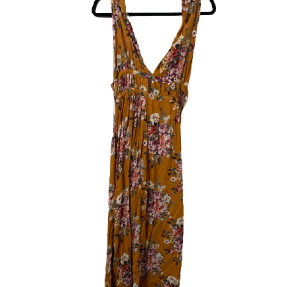 Floral Print Plunge V-Neck Sleeveless Open back